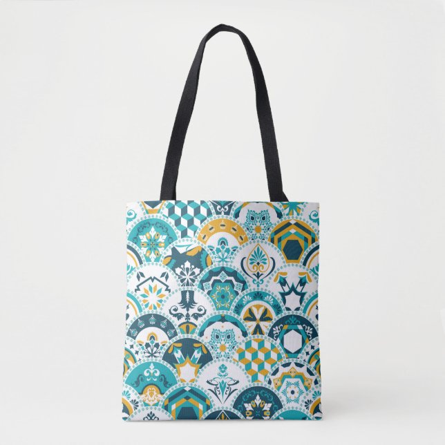 Lisbon geometric Azulejo tile pattern, Portuguese  Tote Bag (Front)