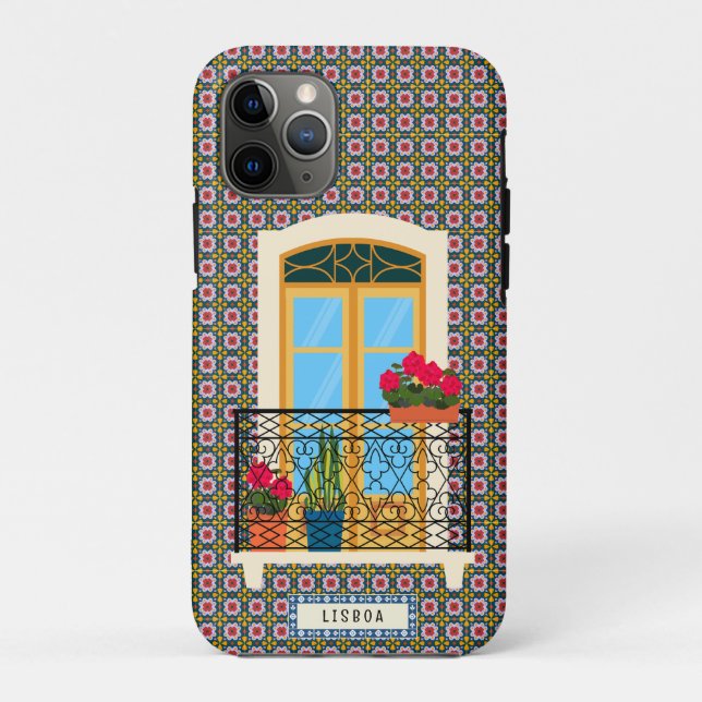 Lisbon house window with plants and tiles Case-Mate iPhone case (Back)