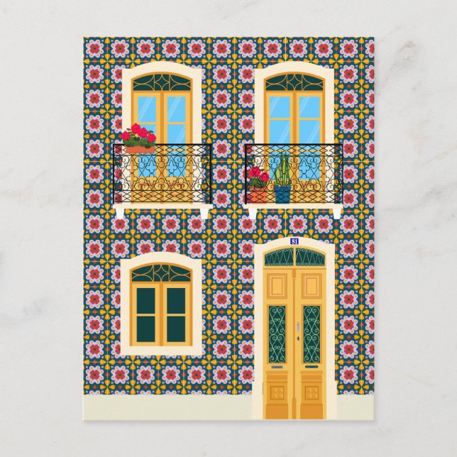Lisbon house with tiles postcard (Front)