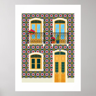 Lisbon house with tiles poster
