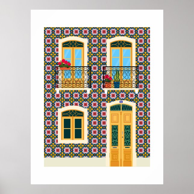 Lisbon house with tiles poster (Front)
