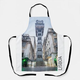 Lisbon in Portugal with Retro Elevator Souvenir Apron