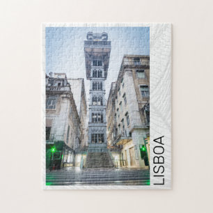 Lisbon in Portugal with Retro Elevator Souvenir Jigsaw Puzzle