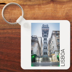 Lisbon in Portugal with Retro Elevator Souvenir Key Ring