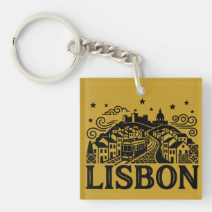 Lisbon Lisboa Portugal Minimalist Travel Key Ring