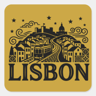 Lisbon Lisboa Portugal Minimalist Travel Square Sticker