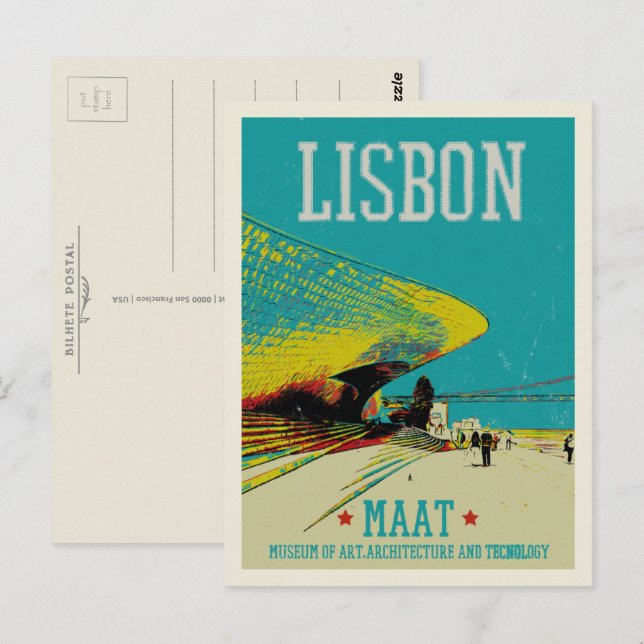 Lisbon MAAT Tagus river illustration Portugal Postcard (Front/Back)
