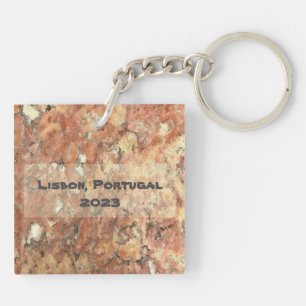 Lisbon Orange Brown Abstract Key Ring