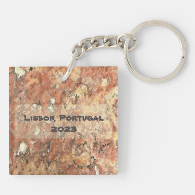 Lisbon Orange Brown Abstract  Key Ring (Back)