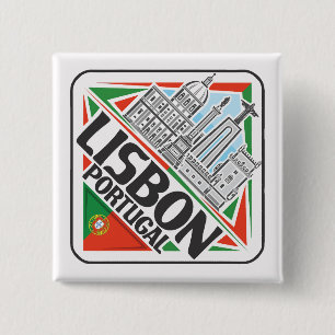 Lisbon Portugal 15 Cm Square Badge