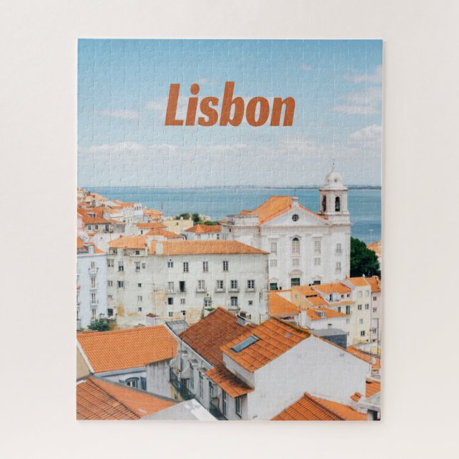 Lisbon Portugal Atlantic beaches Red Roofs Jigsaw Puzzle (Vertical)