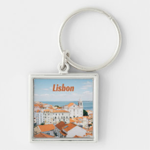 Lisbon Portugal Atlantic beaches Red Roofs Key Ring