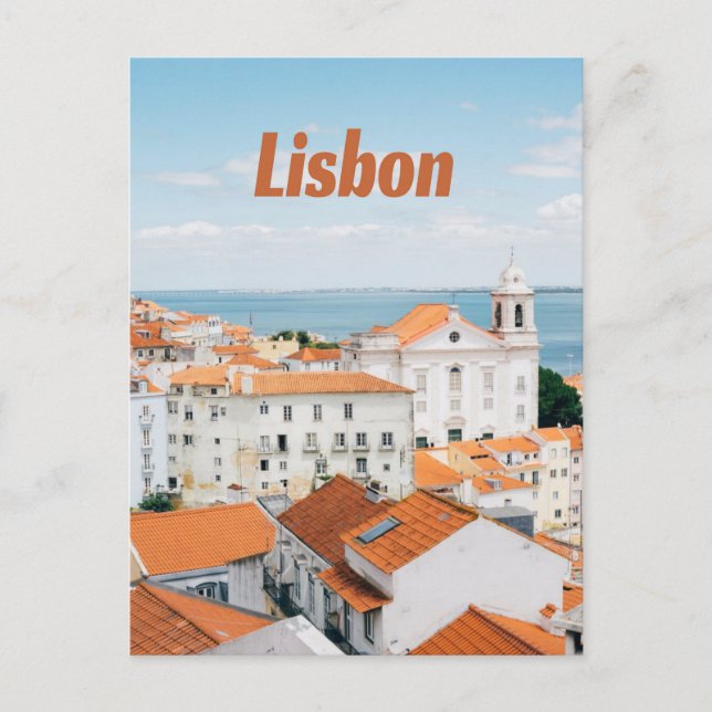 Lisbon Portugal Atlantic beaches Red Roofs Postcard (Front)