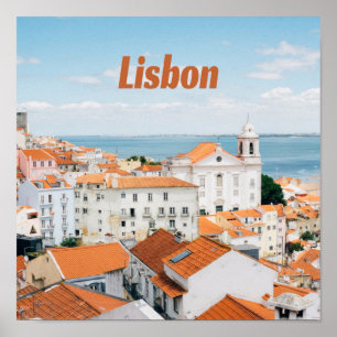 Lisbon Portugal Atlantic beaches Red Roofs Poster