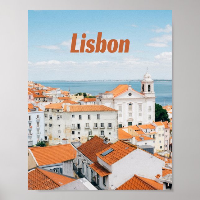 Lisbon Portugal Atlantic beaches Red Roofs Poster (Front)