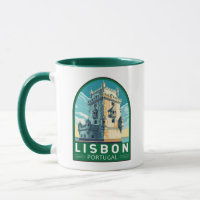 Lisbon Portugal Belem Tower Travel Retro Emblem