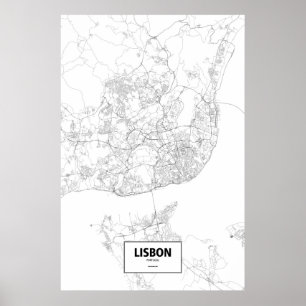 Lisbon, Portugal (black on white) Poster