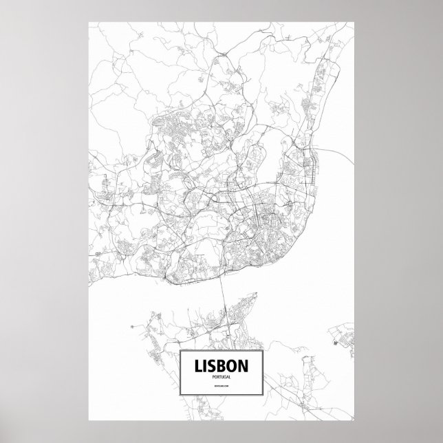 Lisbon, Portugal (black on white) Poster (Front)