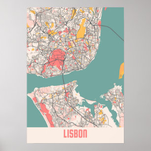 Lisbon - Portugal Chalk City Map Poster