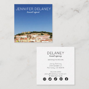 Lisbon Portugal City Europe Photo Travel Tourism Square Business Card