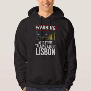 Lisbon Portugal City Skyline Map Travel Hoodie