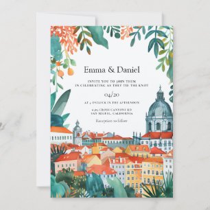 Lisbon Portugal European Destination Wedding Invitation