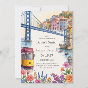 Lisbon Portugal European Destination Wedding Invitation