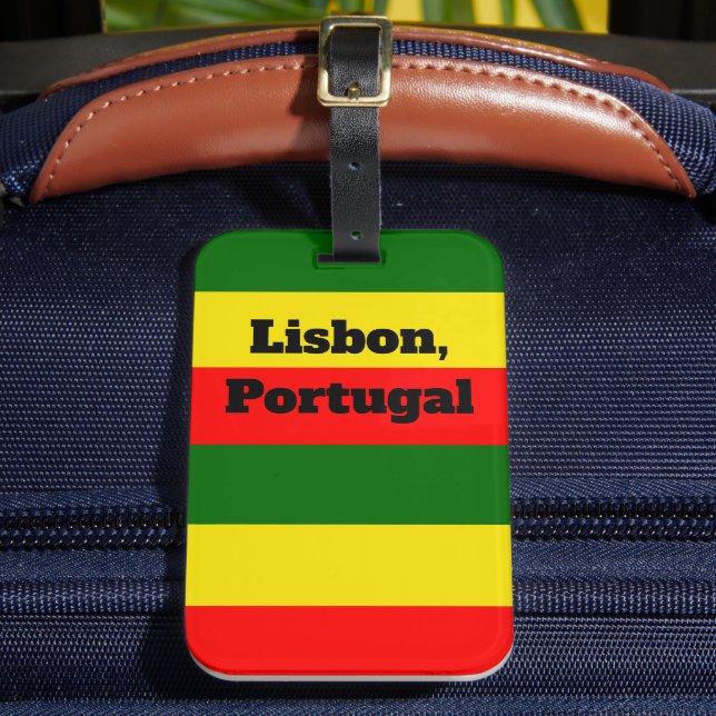 Lisbon, Portugal Flag Stripes   Luggage Tag (Front Insitu 2)