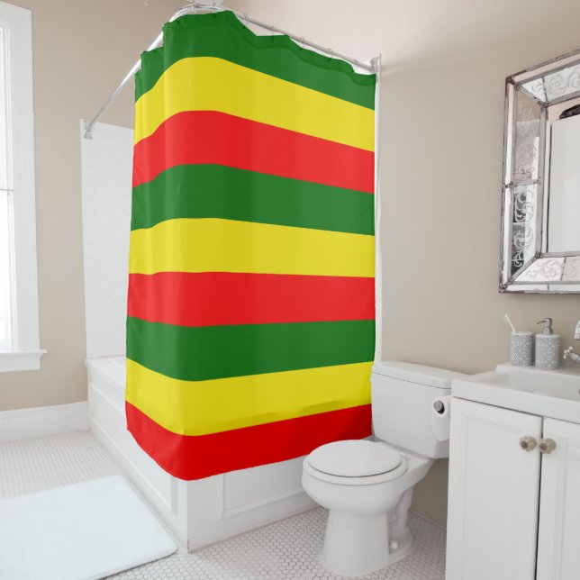 Lisbon, Portugal Flag Stripes Shower Curtain (In Situ)