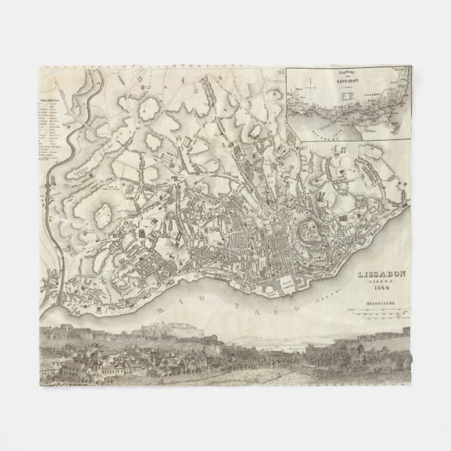 Lisbon, Portugal Fleece Blanket (Front (Horizontal))