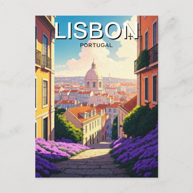 Lisbon Portugal Pantheon Alfama Anime Postcard (Front)