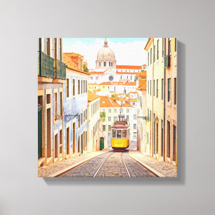 Lisbon Portugal Pantheon Alfama Watercolor Canvas Print