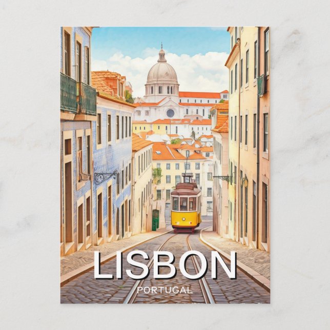 Lisbon Portugal Pantheon Alfama Watercolor Postcard (Front)