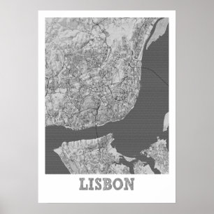 Lisbon - Portugal Pencil City Map Poster