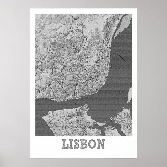 Lisbon - Portugal Pencil City Map Poster (Front)
