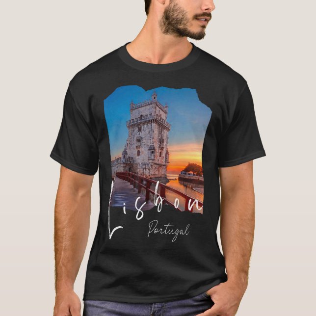 Lisbon Portugal Portuguese Souvenirs Belem Tower L T-Shirt (Front)
