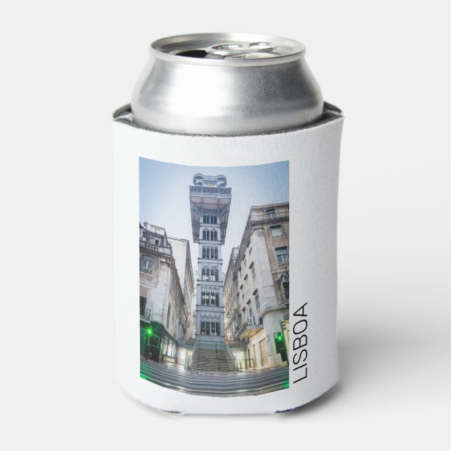 Lisbon Portugal Retro Elevator Holiday Souvenir Can Cooler (Can Front)