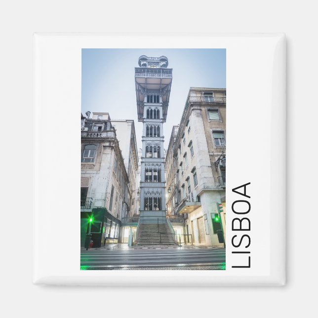 Lisbon Portugal Retro Elevator Holiday Souvenir Magnet (Front)