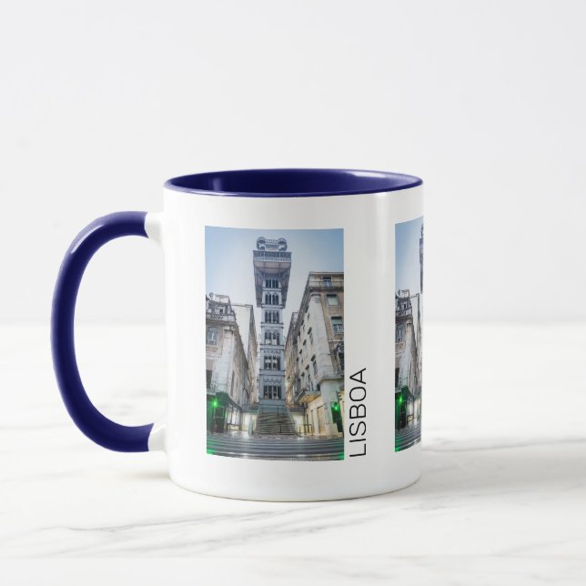 Lisbon Portugal Retro Elevator Holiday Souvenir Mug (Left)