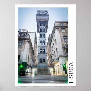 Lisbon Portugal Retro Elevator Holiday Souvenir Poster