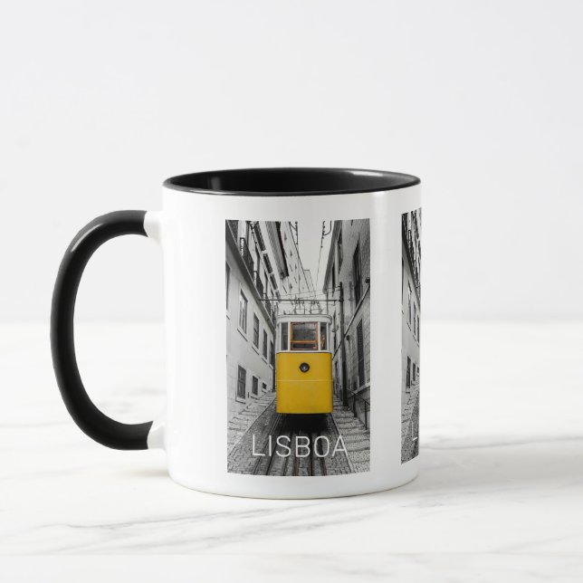Lisbon Portugal Retro Tram Vintage Souvenir Mug (Left)
