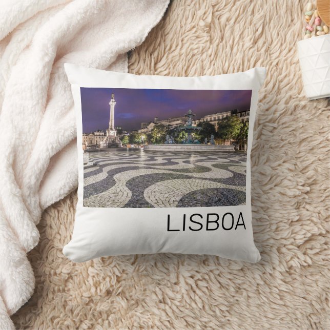 Lisbon Portugal Rossio Square Holiday Souvenir Cushion (Blanket)