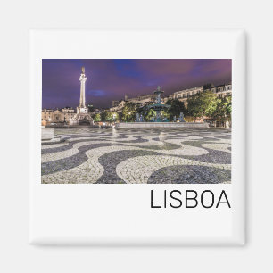 Lisbon Portugal Rossio Square Holiday Souvenir Magnet