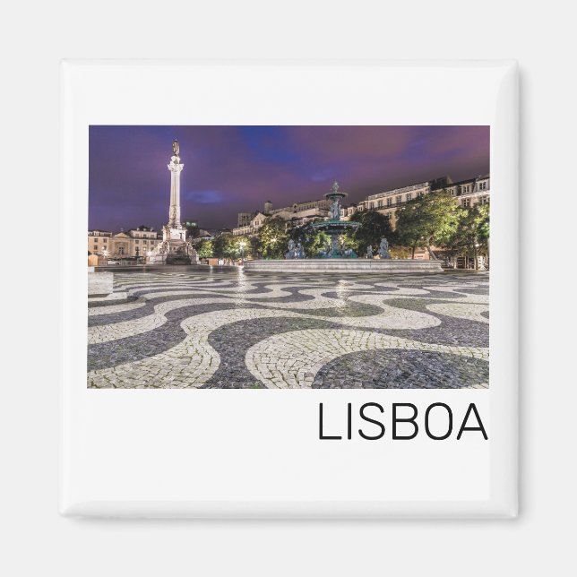 Lisbon Portugal Rossio Square Holiday Souvenir Magnet (Front)
