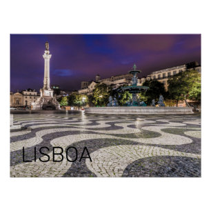 Lisbon Portugal Rossio Square Holiday Souvenir Poster