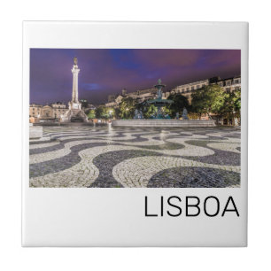 Lisbon Portugal Rossio Square Holiday Souvenir Tile