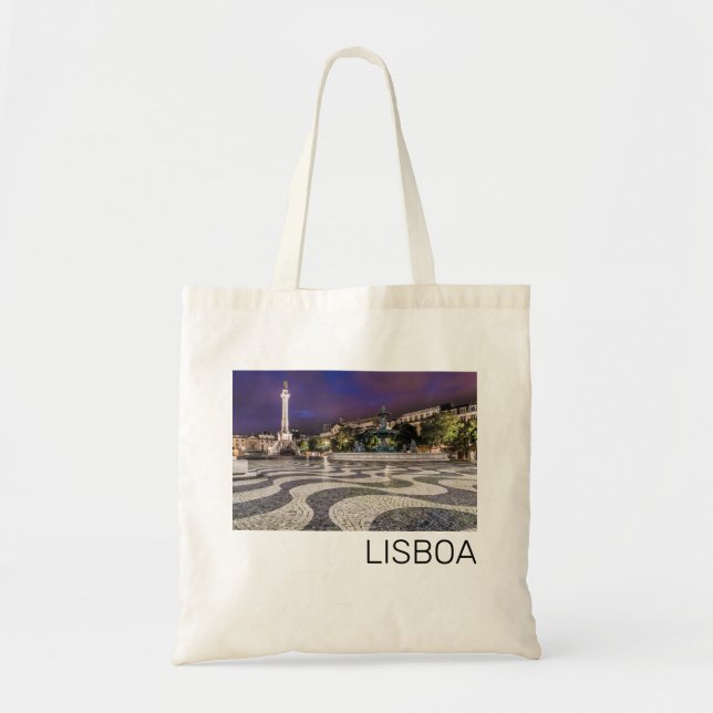 Lisbon Portugal Rossio Square Holiday Souvenir Tote Bag (Front)