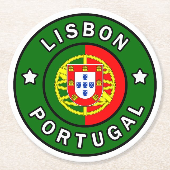 Lisbon Portugal Round Paper Coaster (Front)