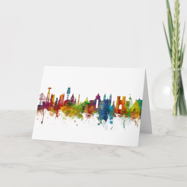 Lisbon Portugal Skyline Card (Front)