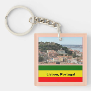 Lisbon, Portugal Skyline Key Ring